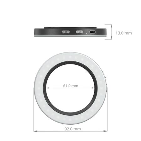 SmallRig 4873 Vibe P30 - lampa pierścieniowa LED, Bi-Color, 3200-5600K, CRI 90, 3W, 440mAh